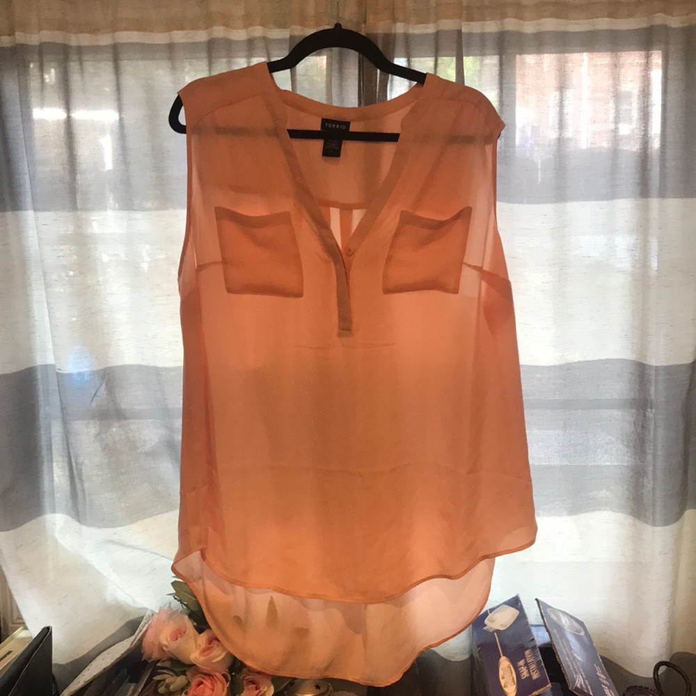 Peach Sleeveless Blouse